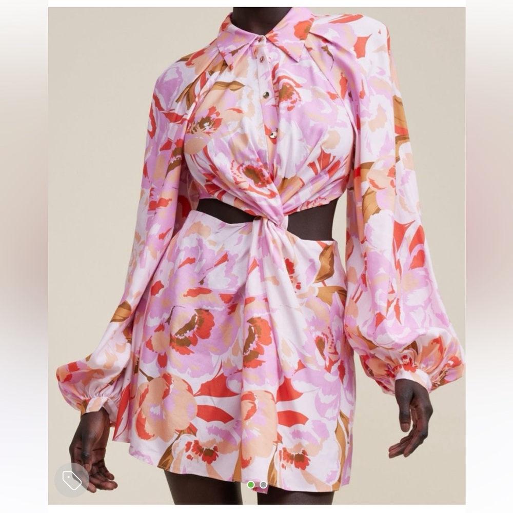 Acler Pink and Orange Floral Mini Dress